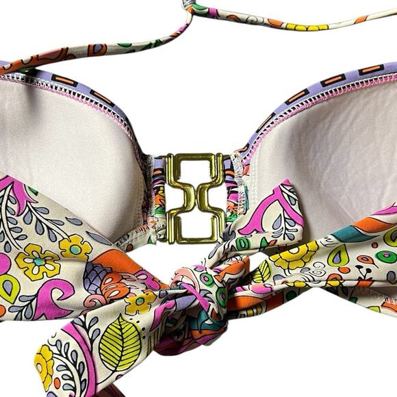 Trina Turk Balboa Bandeau Padded Support Swim Bra Removable Straps Sz 14 Cup C/D - Picture 6 of 7